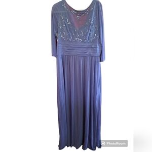 Jackie Jon NY sz 16 formal mother of bride wedding cadet blue beaded maxi